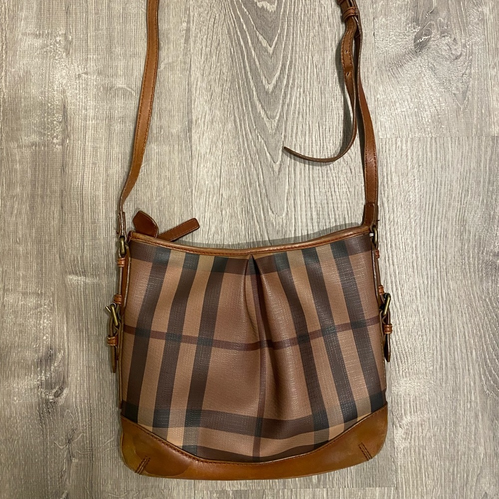 Burberry Nova Check Brown Leather/Canvas Crossbody